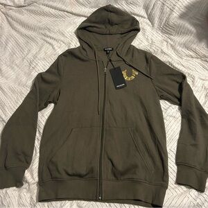 True Religion Olive Green Zip Up Hoodie